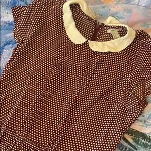 33% OFF - Maroon Polka Dot Collared Dress